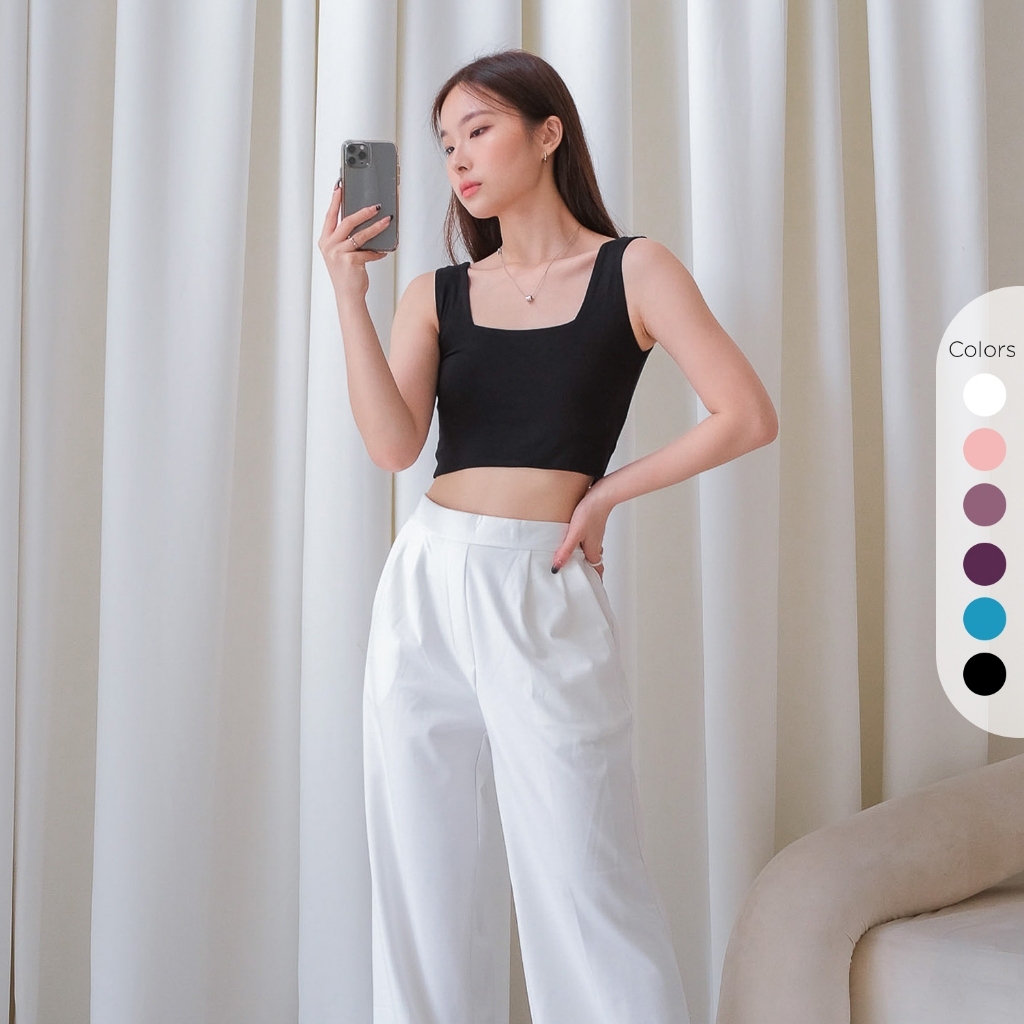 Square Crop Tanktop Wanita || Baju Atasan Wanita Crop Top Square || Korean Crop Tanktop Premium
