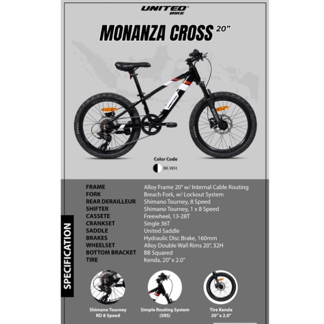 Sepeda BMX MTB United Monanza Cross 20
