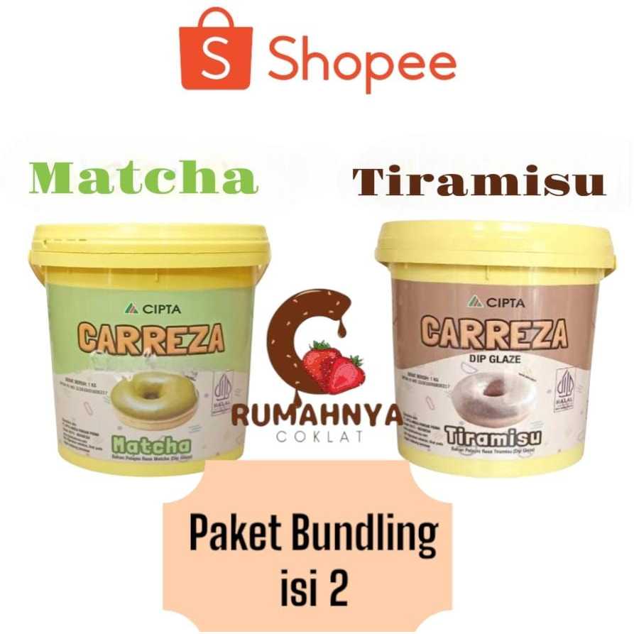 

Dip Glaze Carreza isi 2 Toples Matcha Tiramisu/Topping Donat Kemasan Toples 1kg