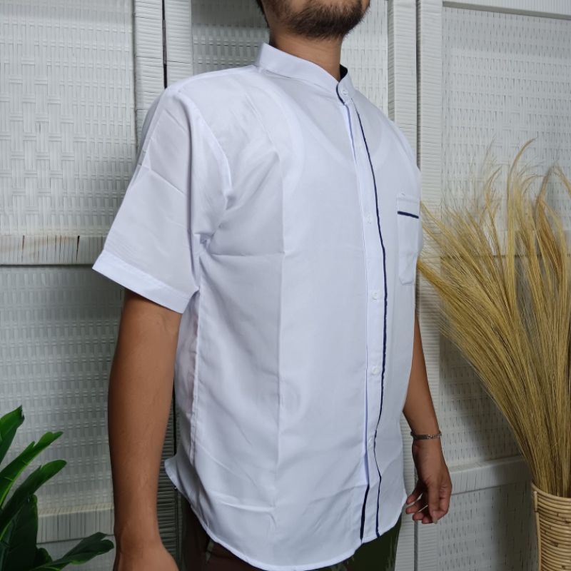 Baju Koko Pria Lengan Pendek Bahan Katun Premium Warna Putih