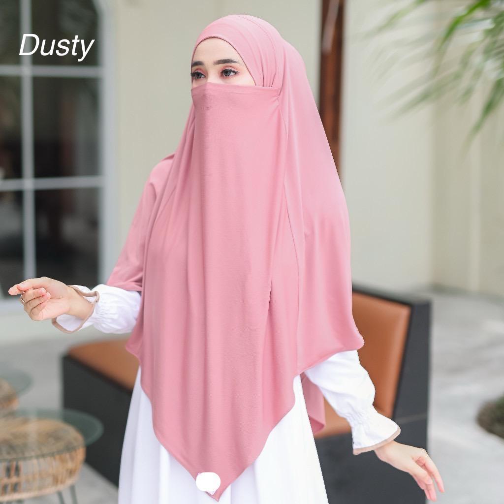 ellyfashion Ainun Hijab Jilbab Cadar Jersey KerudungBergo Instan French Khimar Cadar Tali Syai Jumbo