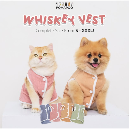 POMAPOO - Whiskey Vest Anjing Baju Anjing dan Kucing