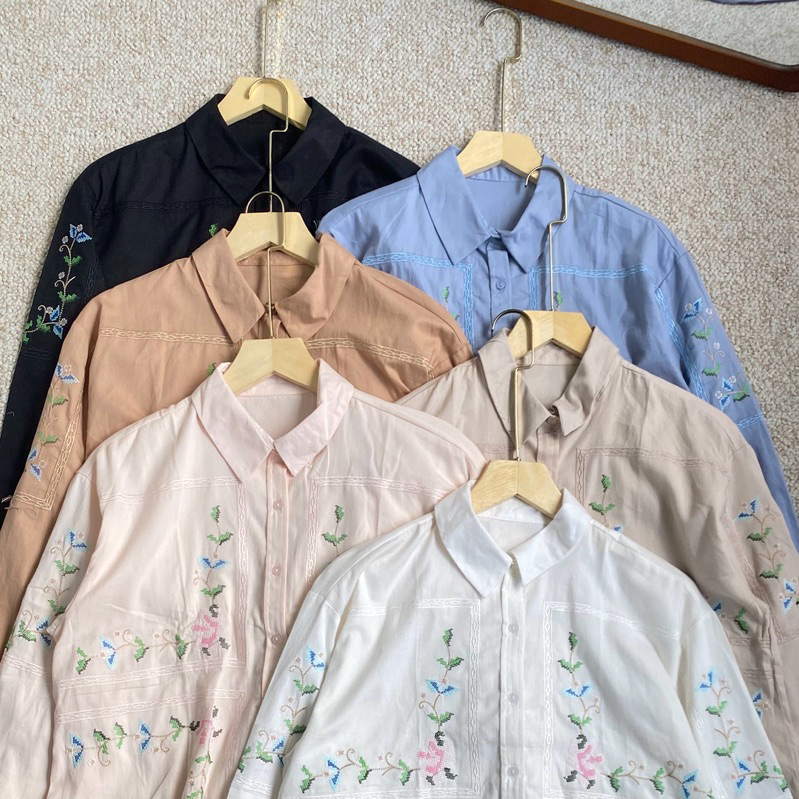 Klatenfashionstore - blouse katun bordir bolong Embroidery premium Atasan wanita