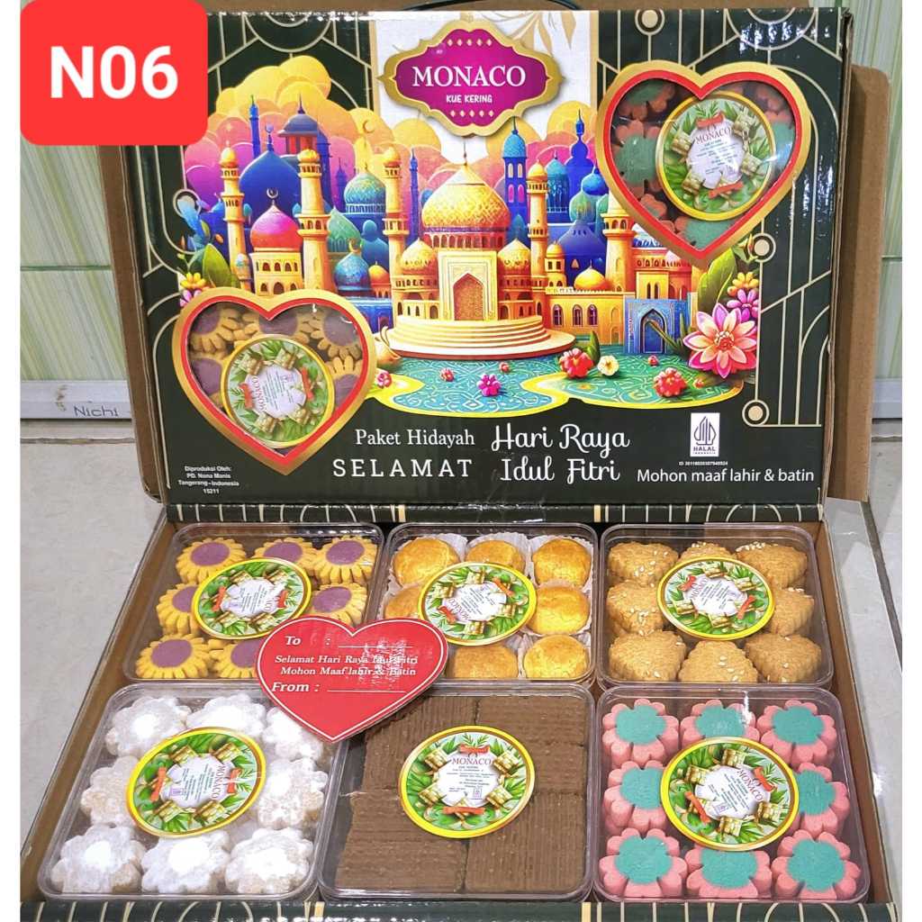 

Apazada - Kue Kering Lebaran Monaco Hidayah Halal / Hampers Kue Lebaran Paket 6 Toples Murah Enak