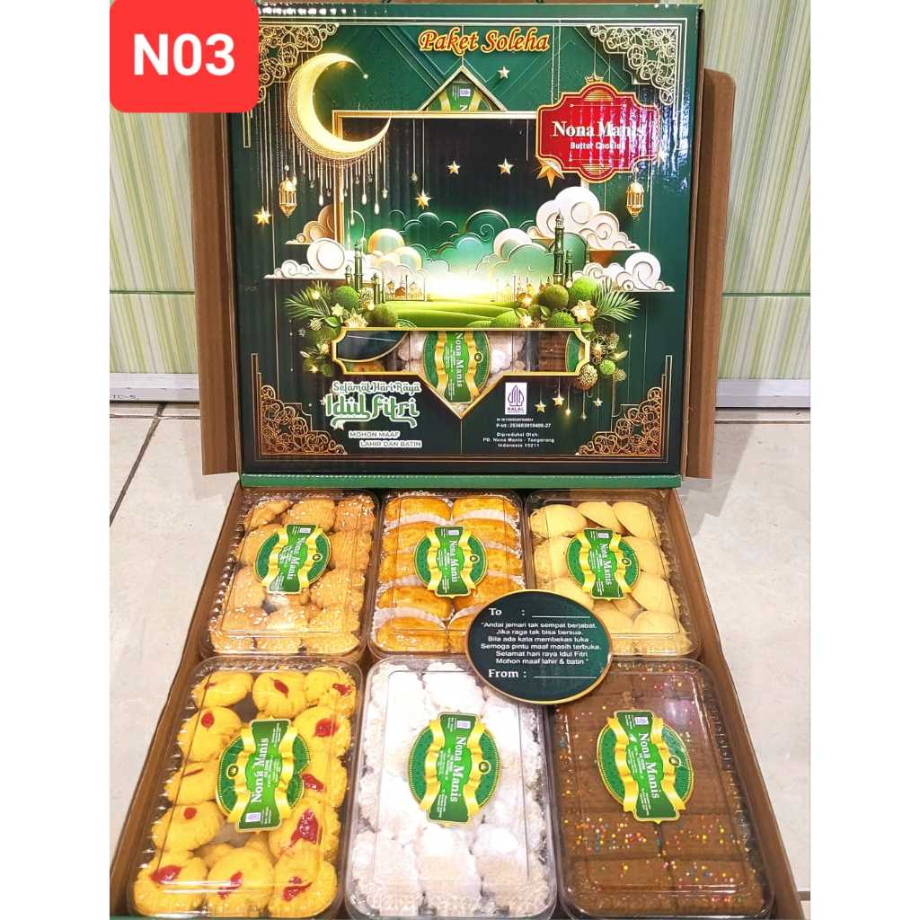 

Apazada - Kue Kering Lebaran Nona Manis Soleha Halal / Hampers Kue Lebaran Paket 6 Toples Murah Enak