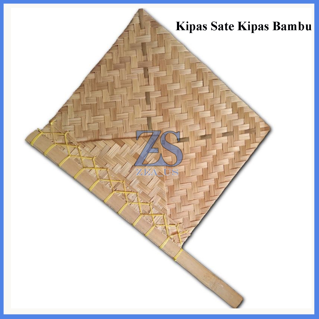 Kipas Angin Manual Bahan Bambu Alami Kipas Sate / Kipas Bambu Anyam