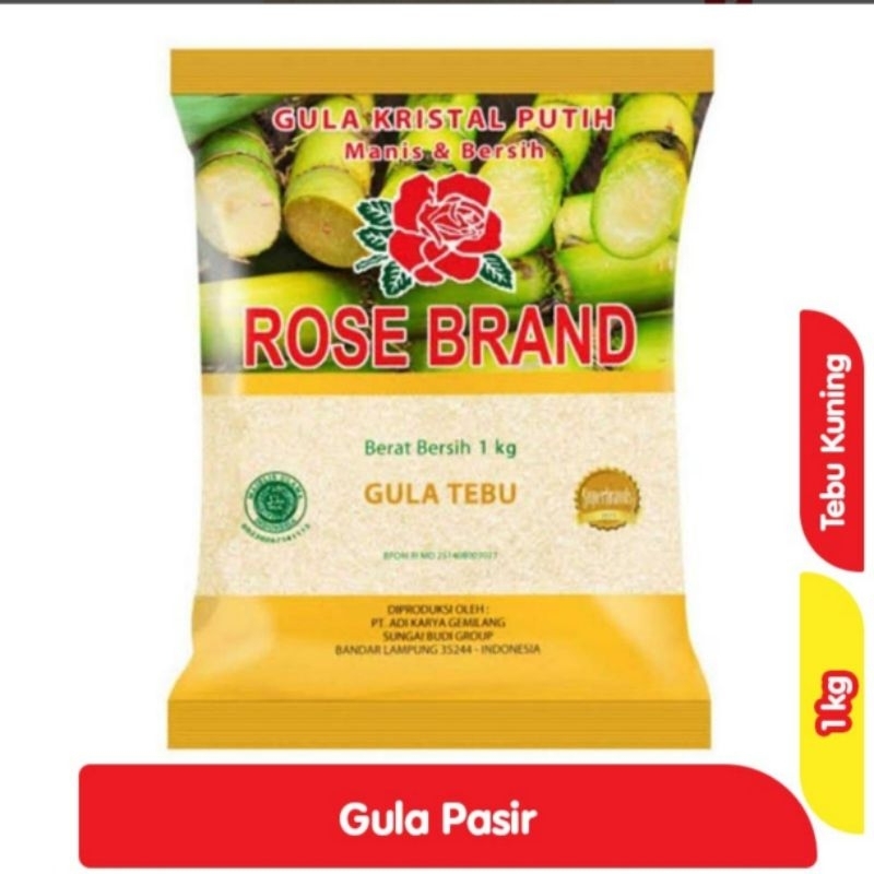 

Rose brand gula pasir tebu kuning 1kg