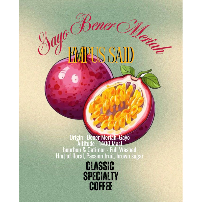 

Biji kopi arabica - Gayo Bener Meriah - 200G