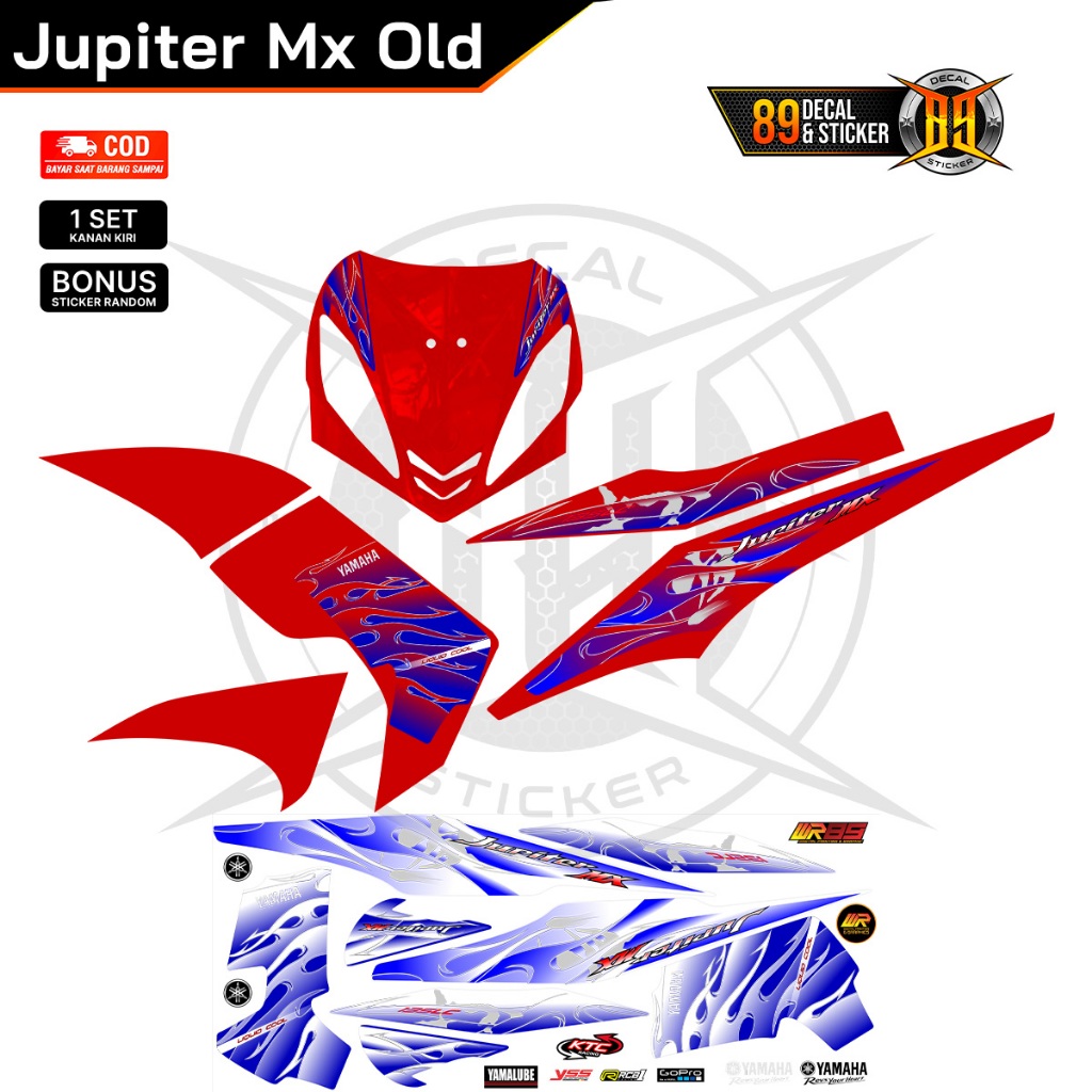 Striping Jupiter Mx Old Bahan Bening Transparan Variasi Api Ori Sticker Jupiter MX 135 Old