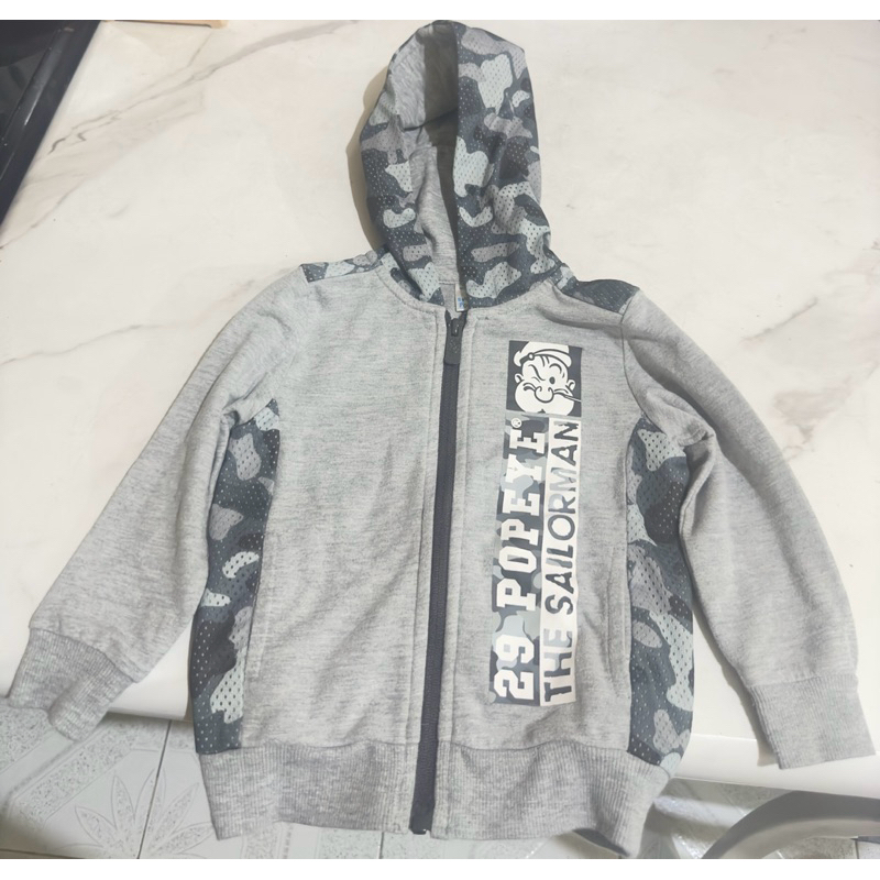 [PRELOVED] - Jaket Anak Merk Baby Popeye Abu-Abu/Jaket Baby/Hoodie/Sweater