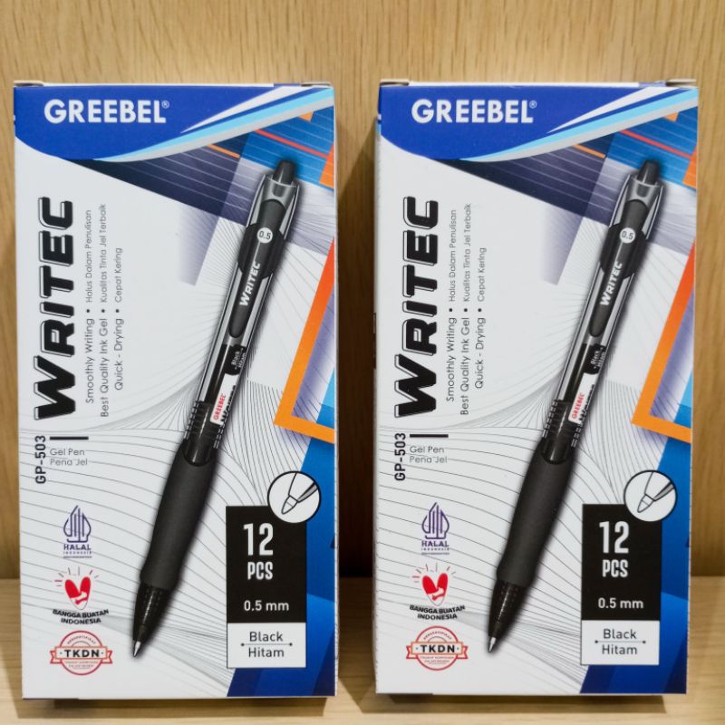 

(12 PCS) PULPEN GREEBEL GP-503 WRITEC 0,5 HITAM PACK
