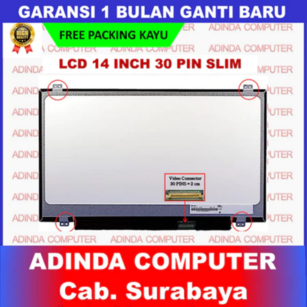LED LCD Layar Screen Laptop 14 Inch 30 Pin Slim Tipis