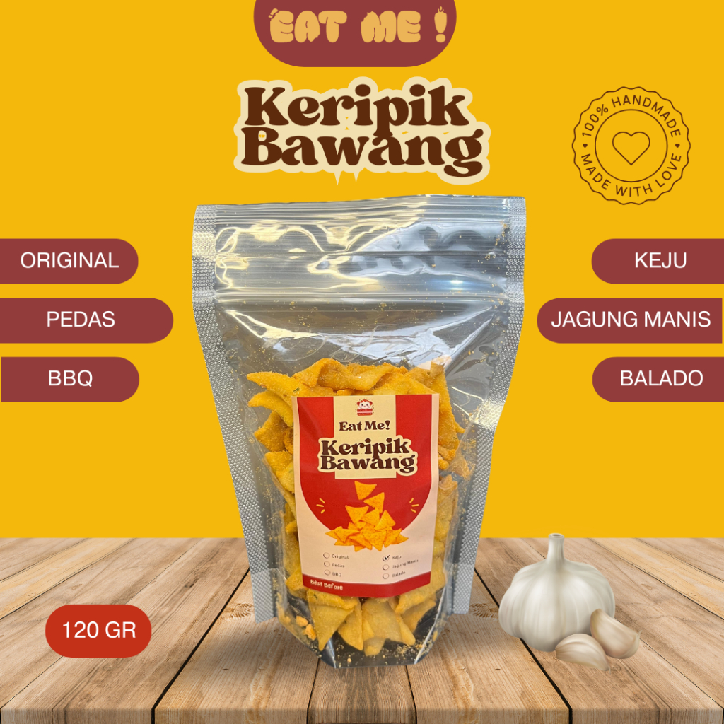 

Keripik Bawang Putih Garlic Chips Snack Cemilan Enak Lezat Kemasan Pouch 120 gram