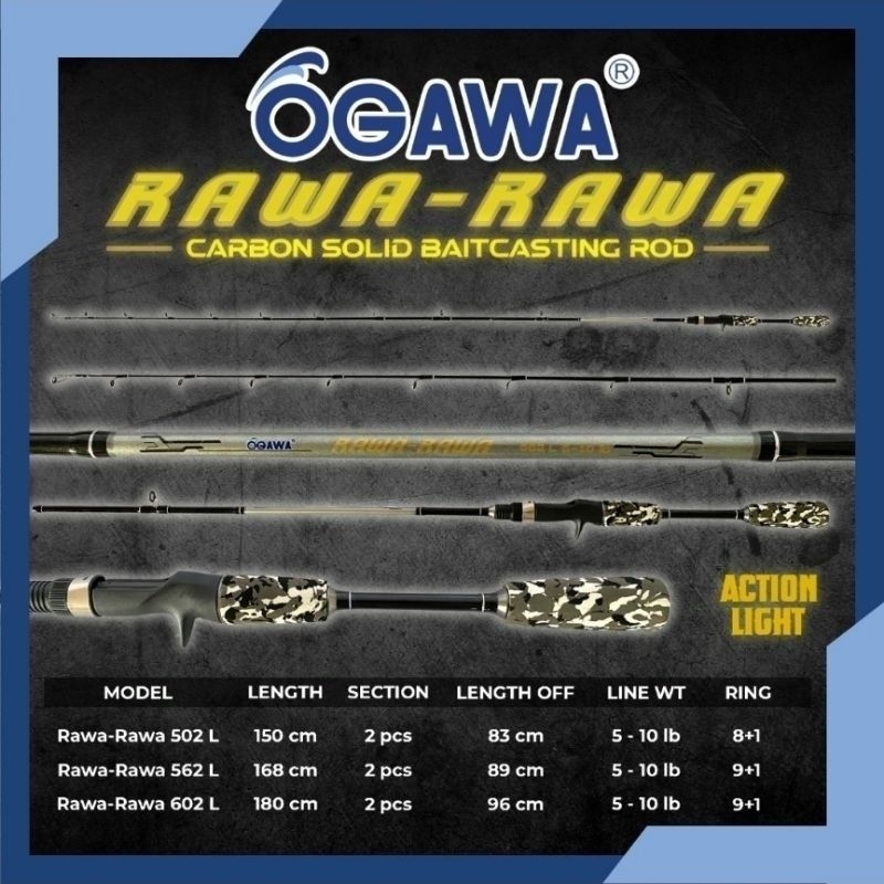 Rod Joran Baitcasting Ogawa Rawa-rawa 5-10lb 150cm 168cm 180cm BC Casting