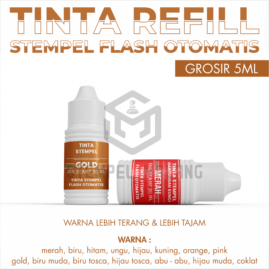 

[GROSIR 5ML] TINTA STEMPEL FLASH | OTOMATIS | STEMPEL KILAT | 15 WARNA