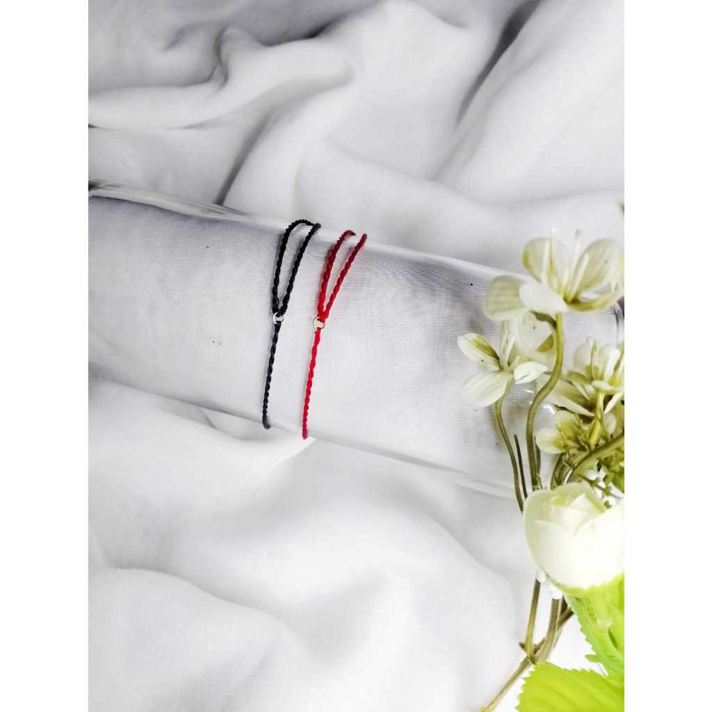GELANG TALI TIPIS ULIR PRIA WANITA RING KECIL // GELANG TALI HITAM MERAH ULIR RING // GELANG TALI EL