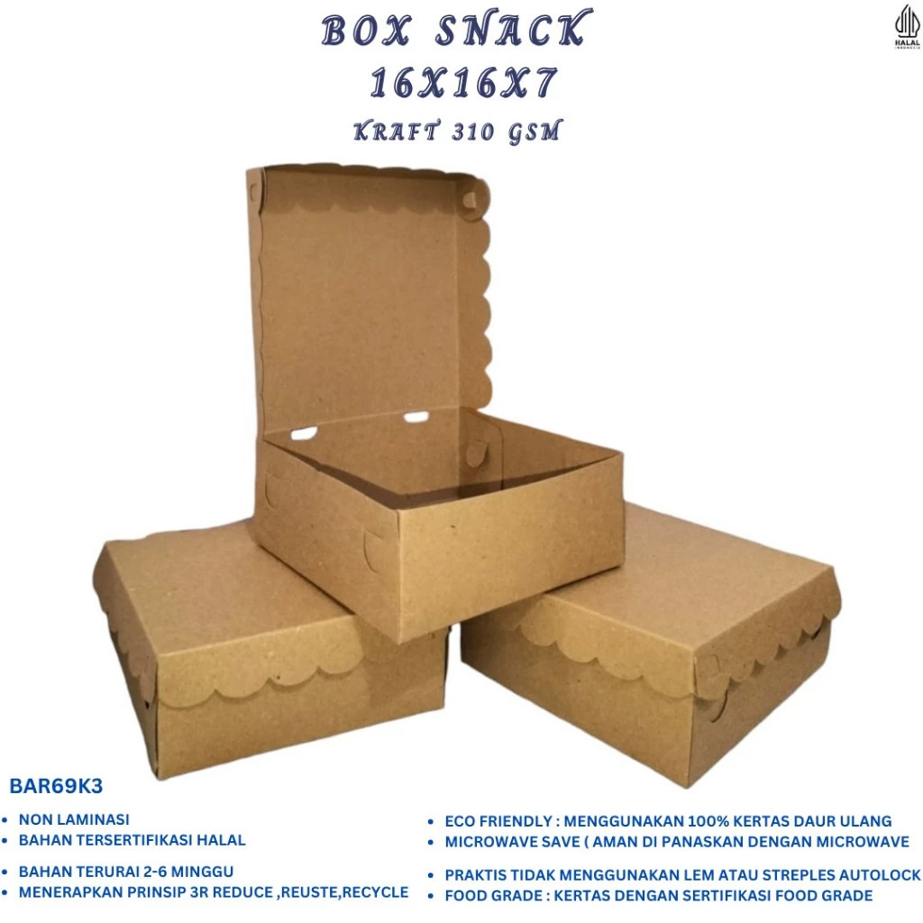Box Nasi Catering 16x16 Polos Renda (BAR69K3-16X16X7 Cm)