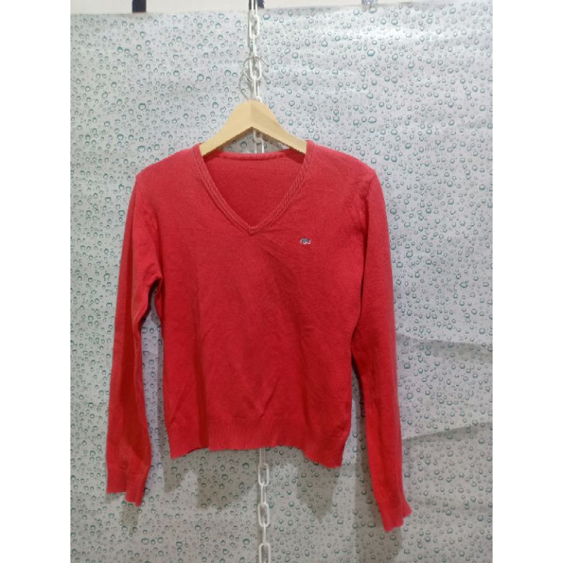 rajut katun crop Lacoste merah pl01