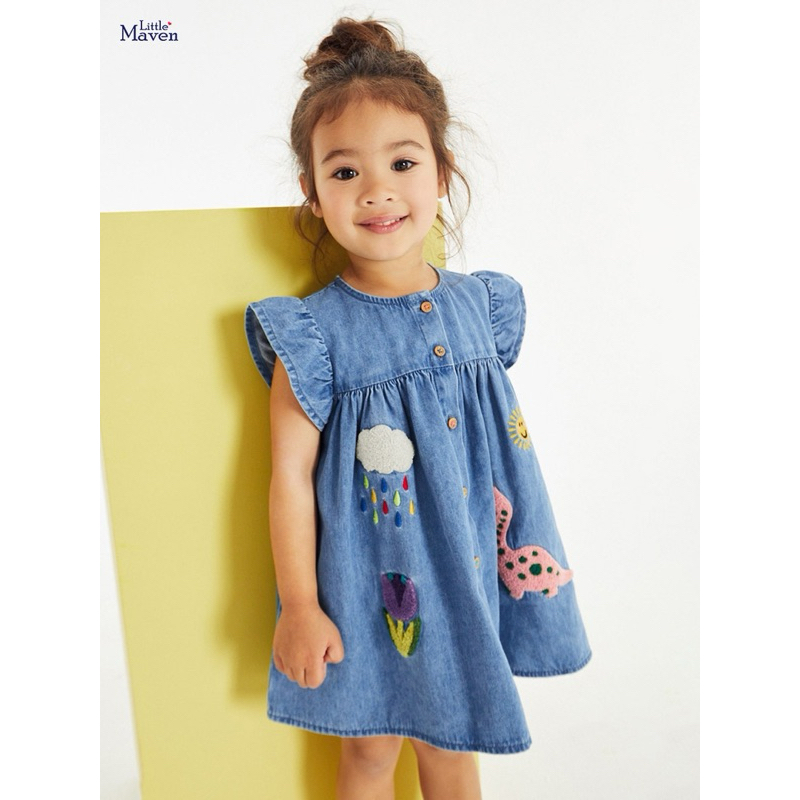 little maven dino dress denim girls