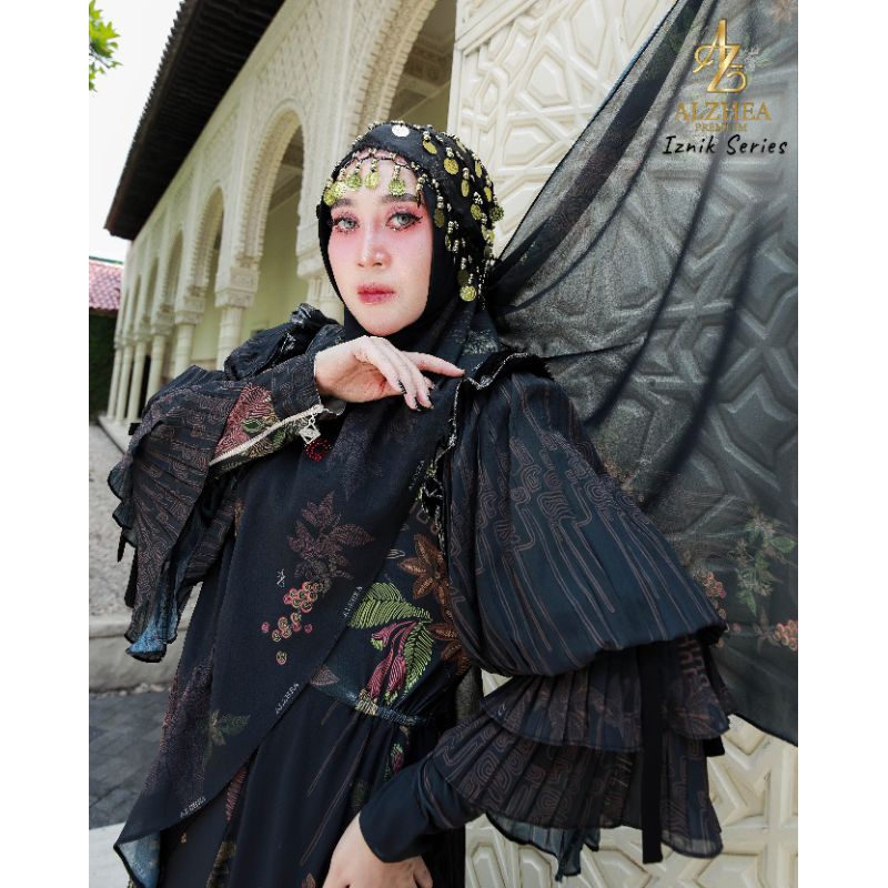 Iznik series original by Alzheapremium terbaru dress gamis mewah elegan ootd lebaran 2025