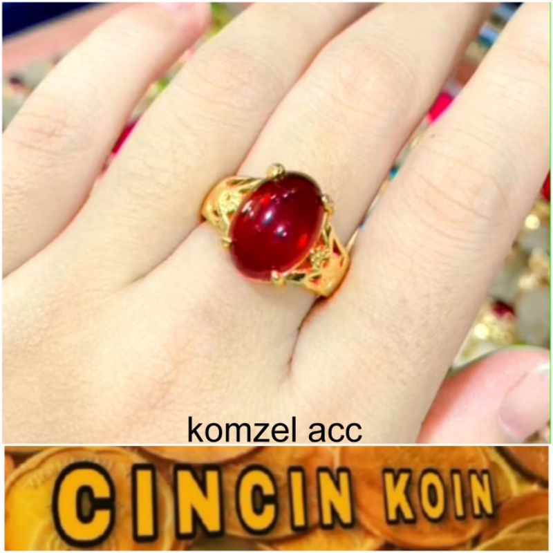 cincin koin batu merah delima 1991 anti karat terbaru dari bahan koin