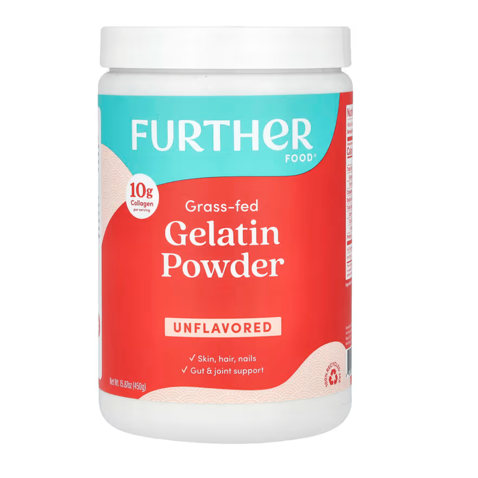 

READY EXP: 07/2027 Further Food, Grass-Fed Gelatin Powder, Unflavored, 15.87 oz (450 g)