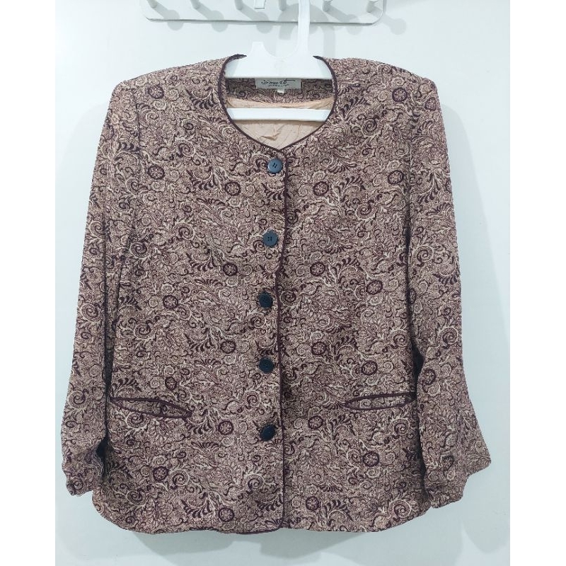 [Preloved] Blazer Batik Wanita Warna Coklat