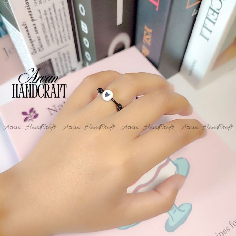 Cincin Love Bulat || Cincin Tali Love Bulat Putih || Cincin Model Love