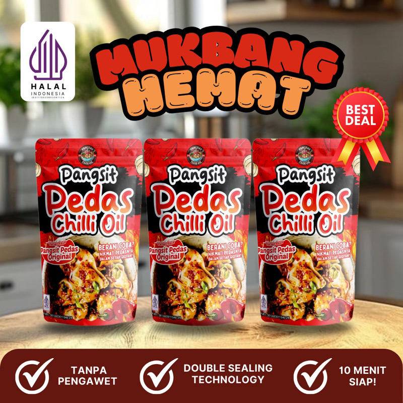 

Mukbang Hemat isi 3 Pangsit Pedas Chilli Oil Original