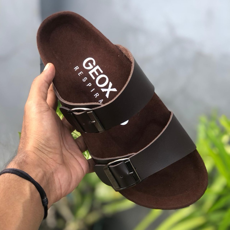SANDAL SLOP PRIA GEOX RESPIRA COKLAT ORIGINAL SENDAL SLIP ON SANDAL CASUAL SENDA SLIDE GEOX ANTI SLI