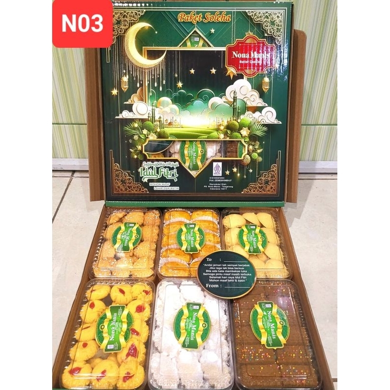 

PROMO PAKET HAMPERS LEBARAN NONA MANIS SOLEHA // SEPAKET ISI 6 TOPLES// SANGAT ENAK & LEZAT// PRODUK HALAL 100%