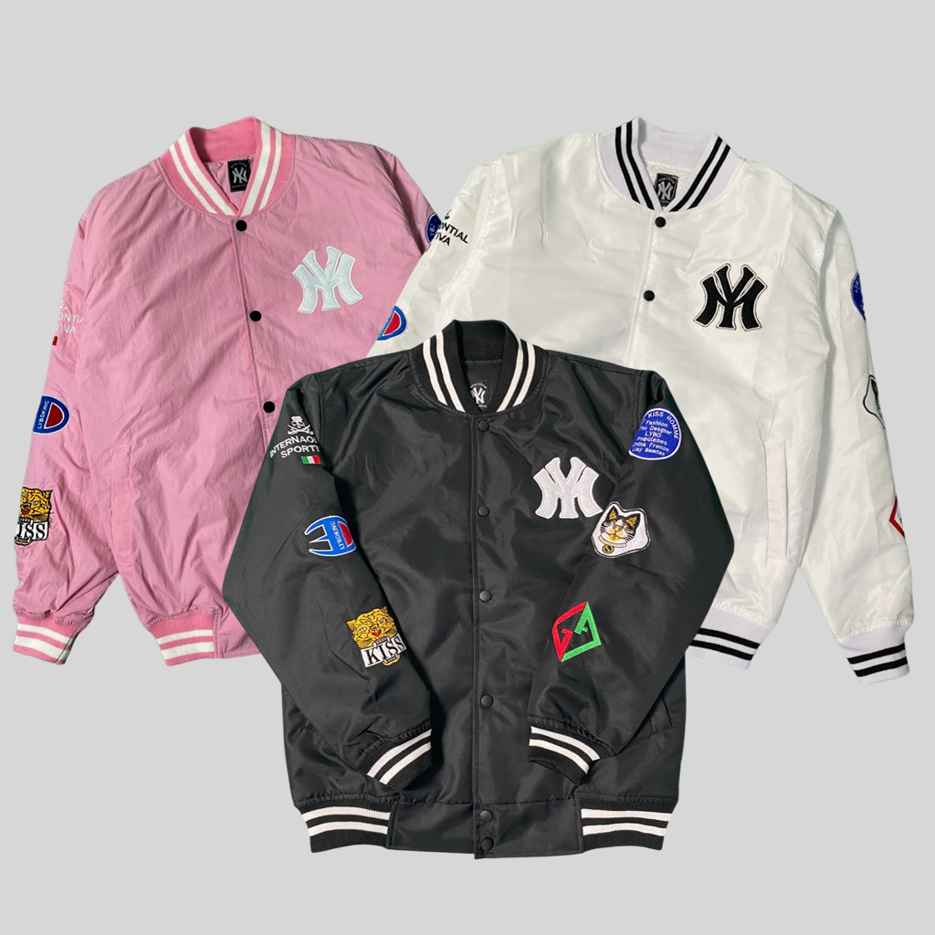 Jaket Varsity Baseball Pria Wanita Motif Gambar Full Bordir
