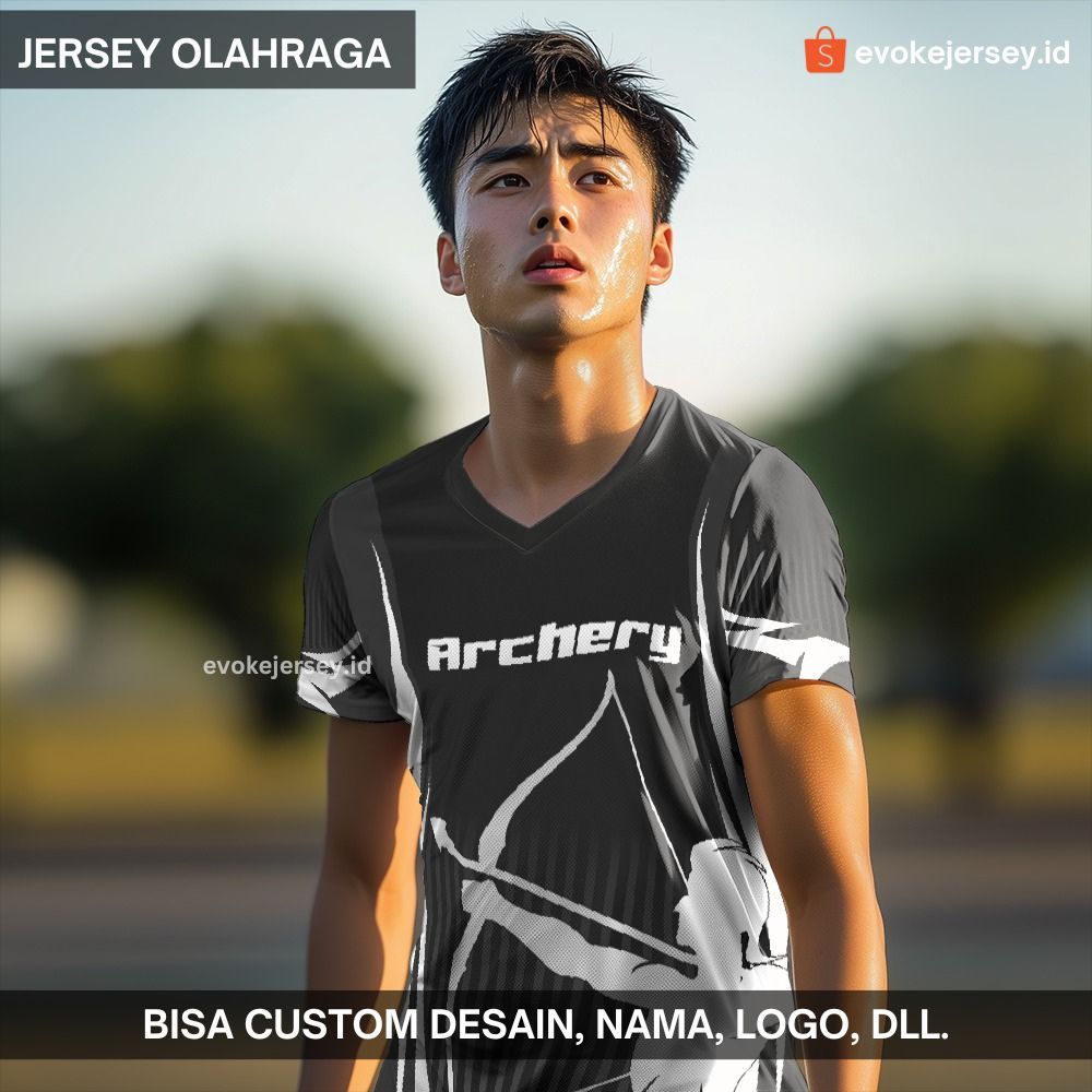Kaos Jersey Panahan Hitam Motif Abstrak Garis 53 - Jersey Archery Indonesia Bisa Custom Desain