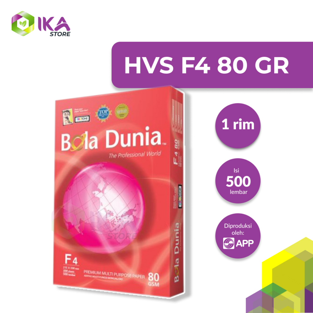 

KERTAS HVS F4 80 GR BOLA DUNIA