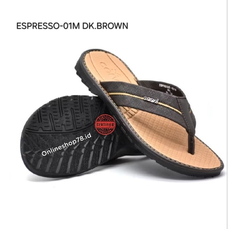 CARVIL ESPRESSO-01M | Sandal Casual Pria Elegan,Empuk,Ringan,Kuat dan Nyaman dipakai