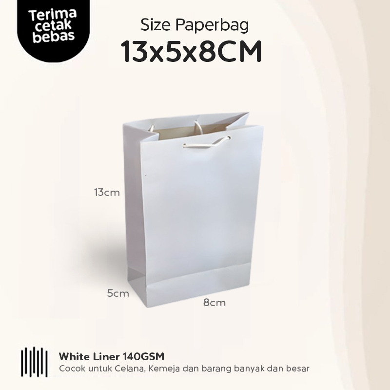 

(LINER)Paper Bag Putih Mini 13x5x8 CM, Paperbags Polos Packing Parfume, Papper Bag Kado Packaging Souvenir