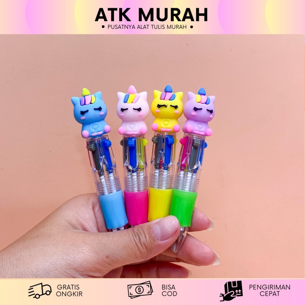 

PULPEN CETEK 4 WARNA MINI UNICORN DUDUK ALAT TULIS SEKOLAH GEMES LUCU MURAH TERJANGKAU