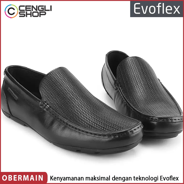 SEPATU PANSUS KULIT OBERMAIN PRIA ORIGINAL LOAFER ASLI HITAM OM05
