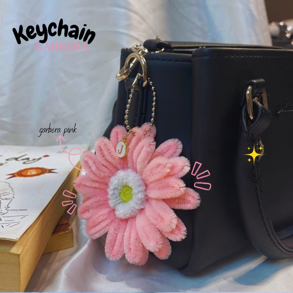 Garbera Daisy  Keyring / Ganci Kawat Bulu Garbera/ Gantungan Kunci Garbera/ Garbera Keychain