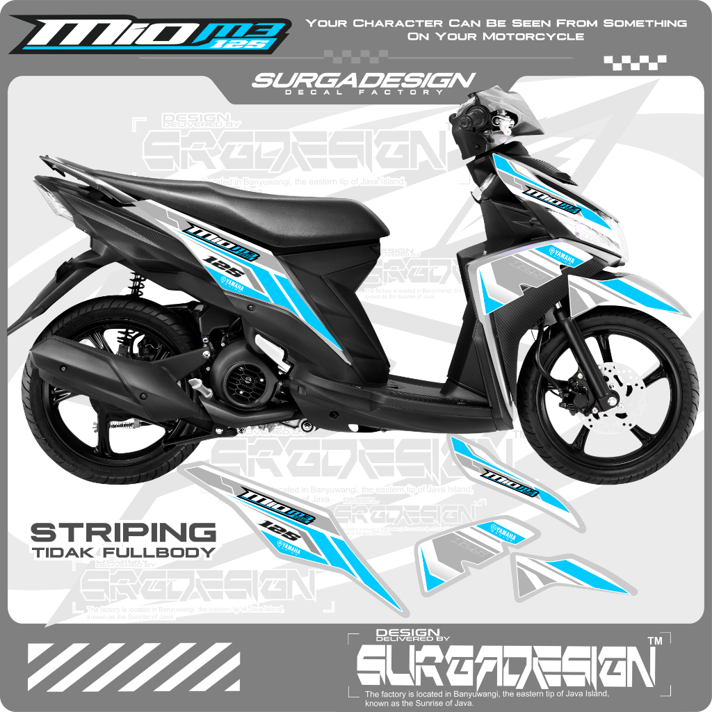 STICKER MIO M3 2024, STRIPING MIO M3, STICKER MIO M3, STIKER MIO M3, STICKER MIO M3 PUTIH