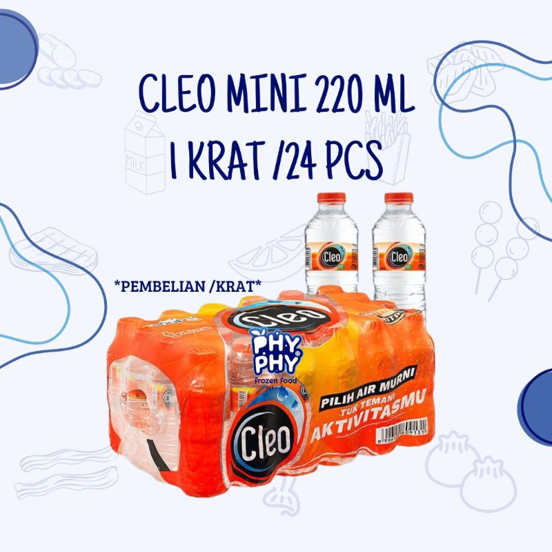 

Cleo Botol Mini 220ml Isi 24 Botol / Air Mineral / Air Minum Praktis