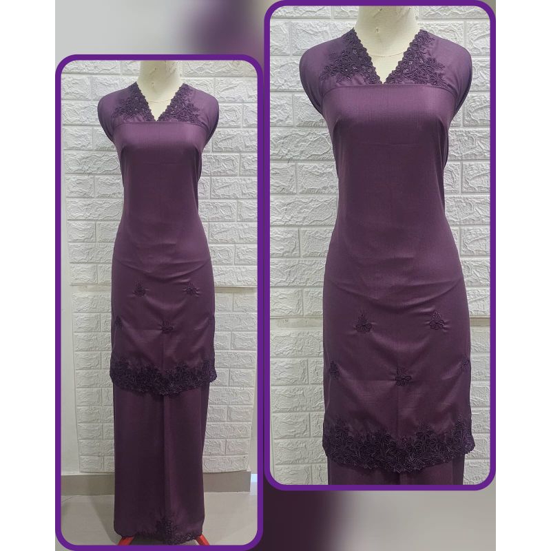 Bahan Baju Kurung Bordir Kerancang Mesin Hitam/Bordir Kerancang Manual Khas Bukittinggi