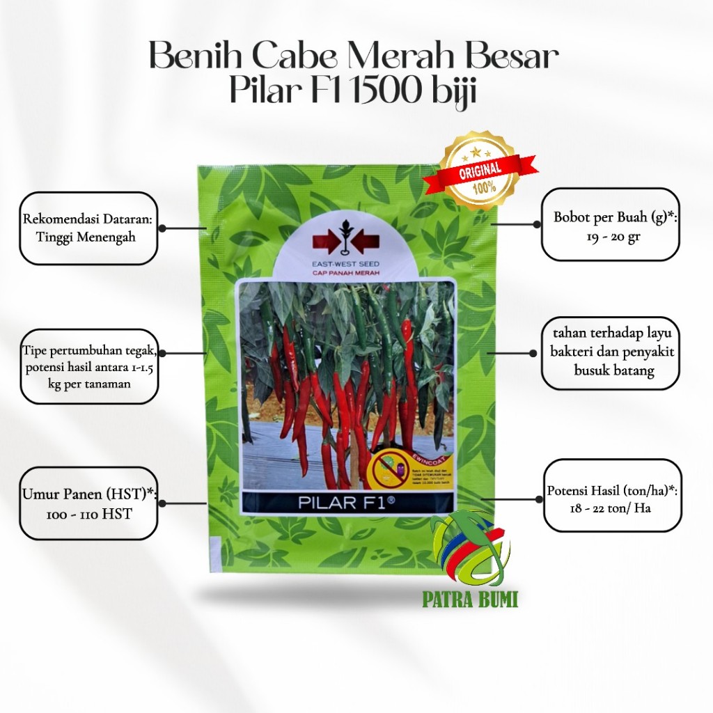 CABE MERAH BESAR PILAR F1 1500 BIJI CAP PANAH MERAH