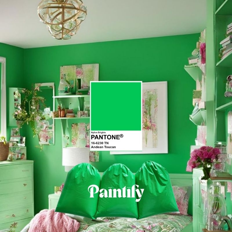 (1KG) Cat Tembok Doff Warna Hijau Daun Sedang by Paintify