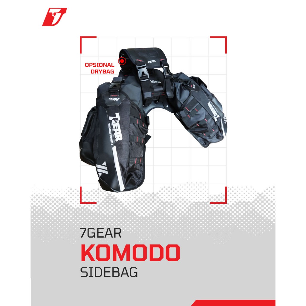 Sidebag Motor Trail Komodo 7Gear | Tas Samping Motor Trail | Tas Samping Waterproof 10 Liter