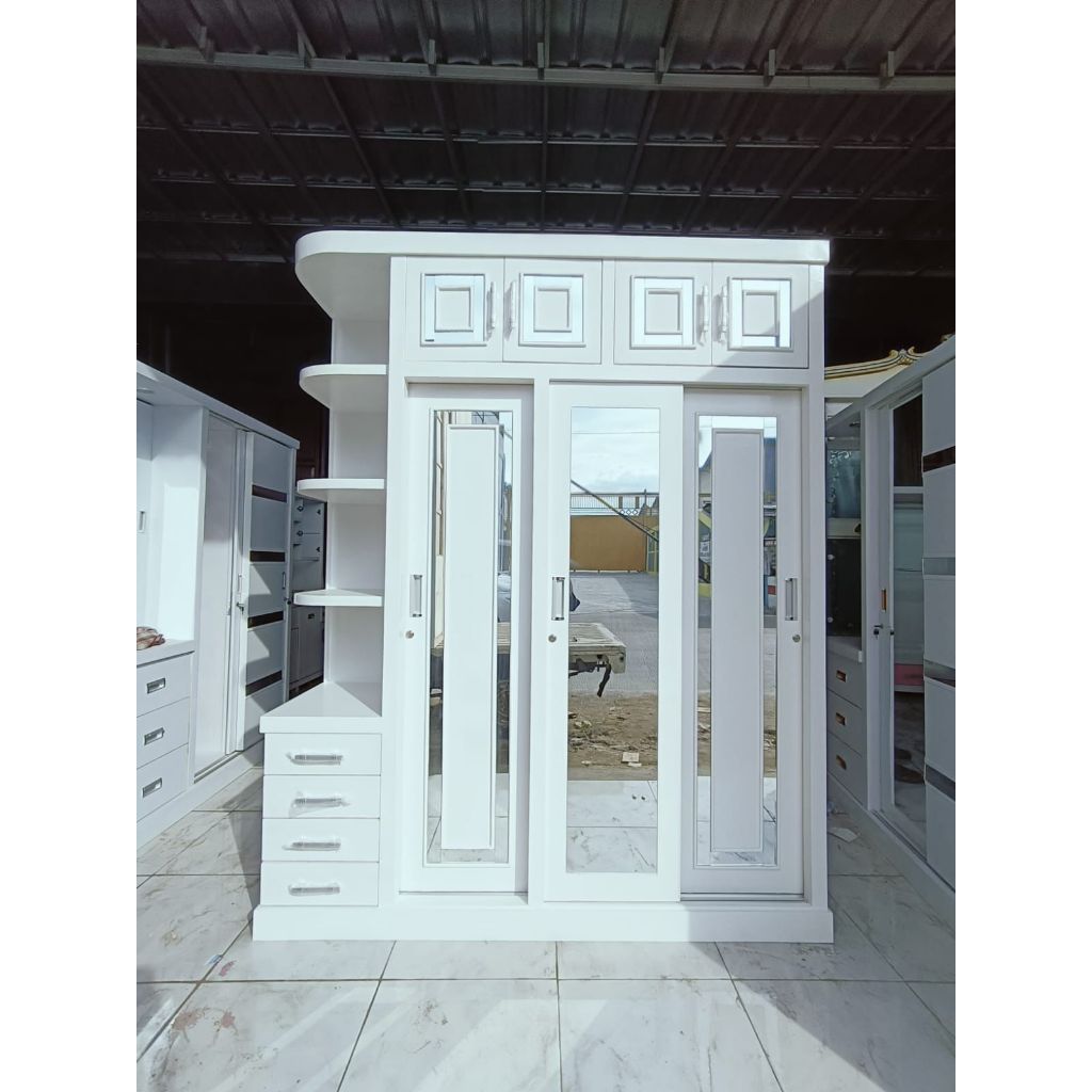 lemari jumbo 3 pintu dan samping hambalan susun