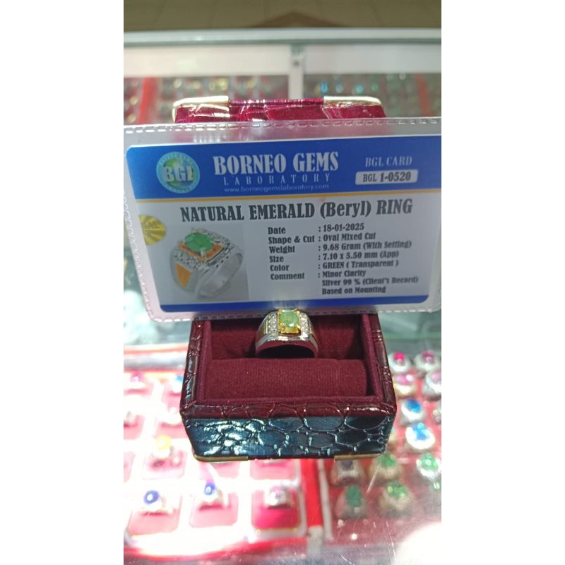 natural cincin perak pria zamrud emerald