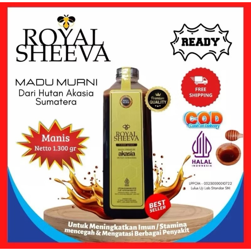 

madu murni royal sheeva 1.300gram 100% tanpa campuran hutan akasia