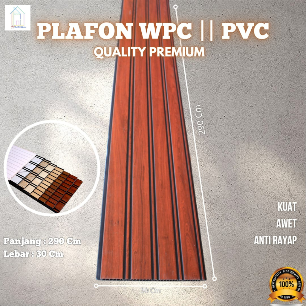 PLAFOND WPC|PVC PREMIUM MURAH MOTIF UKURAN 30CM X 2.9M PLAFON TEBAL 9MM
