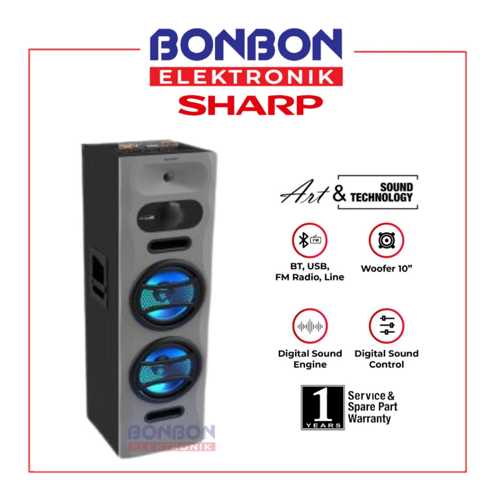 Sharp Active Speaker Bluetooth CBOX-PROX20UBB / CBOX PROX20UBB Pro X Series Grey 220 Watt